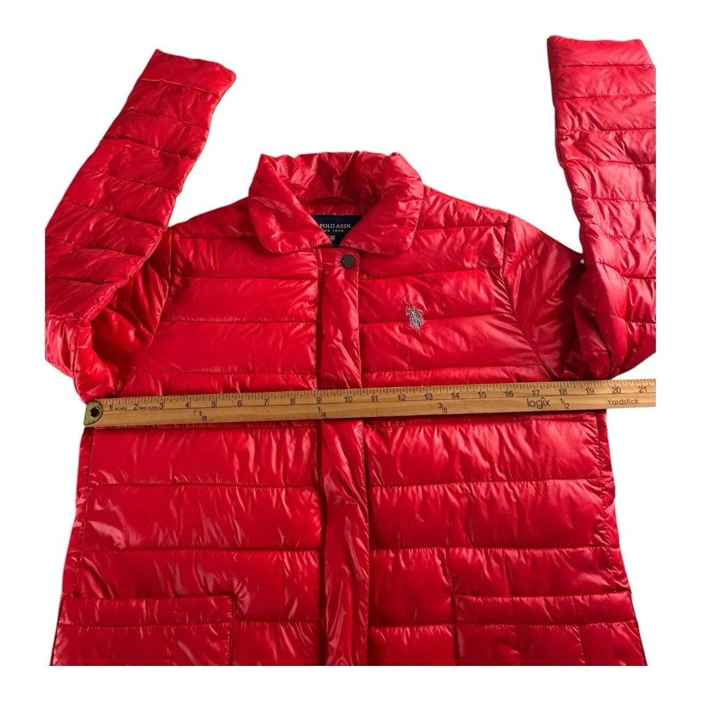 US‎ Polo Assn Size M Red Puffer Women's Jacket Style 01-8193HS